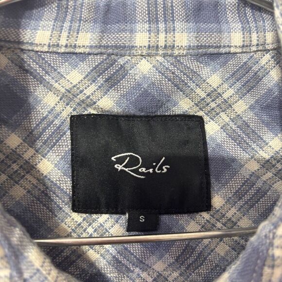 Rails Women's Button-Up Shirt Heather Blue Small Checked Slim Fit Long Sleeve - Picture 3 of 8